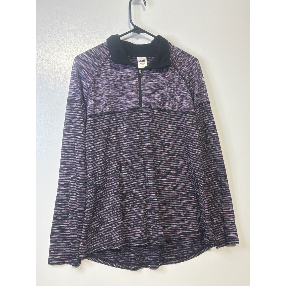 Avia Womens XXL Purple Space Dye Quarter Zip Long Sleeve Activewear Top